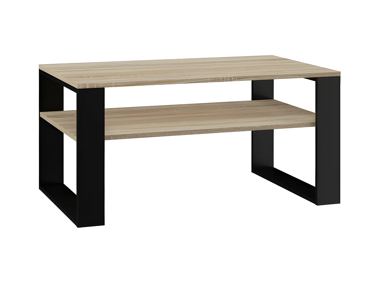 ASISA - Table basse rectangulaire style loft - Dimensions 90x58x50 cm - Table basse avec étagère