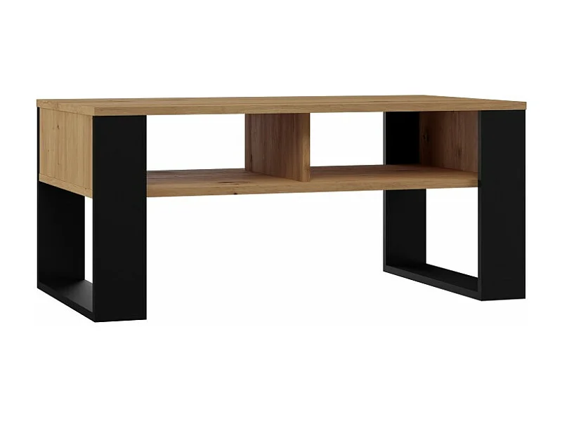 AUREA - Tavolino rettangolare in stile Loft - Dimensioni 90x58x50 cm - Tavolino con 2 ripiani