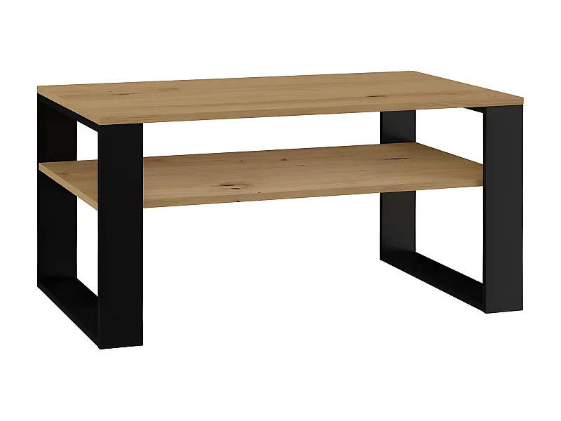 ASISA - Rechteckiger Couchtisch im Loftstil - Maße 90x58x50 cm - Couchtisch mit Regal