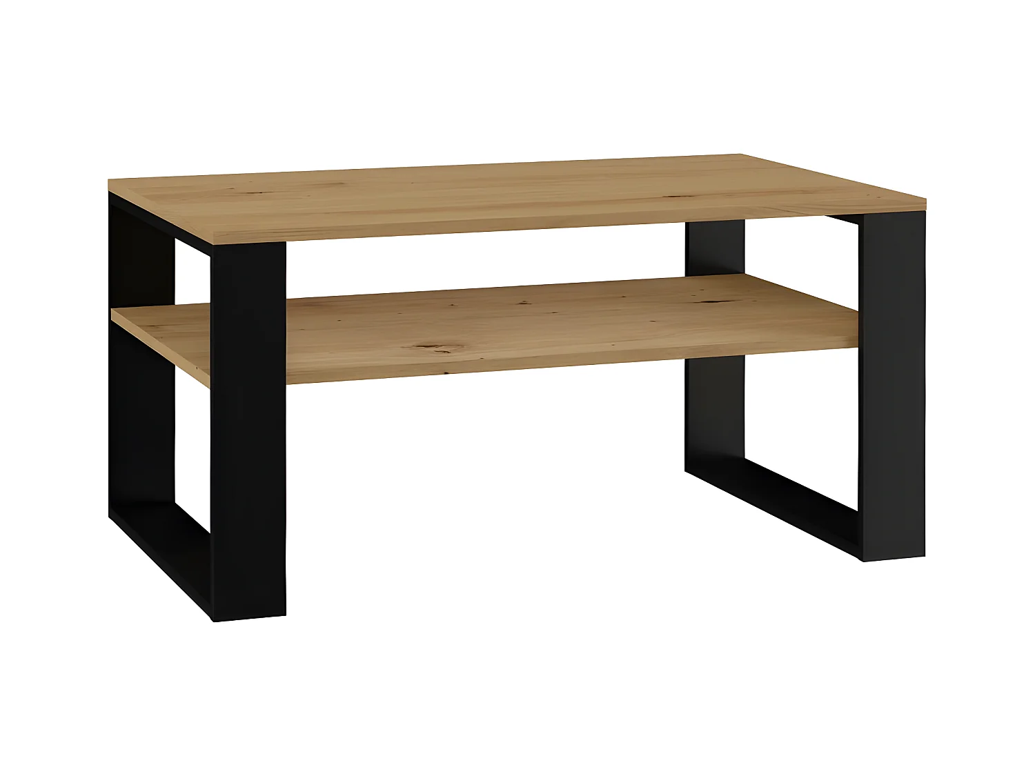 ASISA - Rechteckiger Couchtisch im Loftstil - Maße 90x58x50 cm - Couchtisch mit Regal