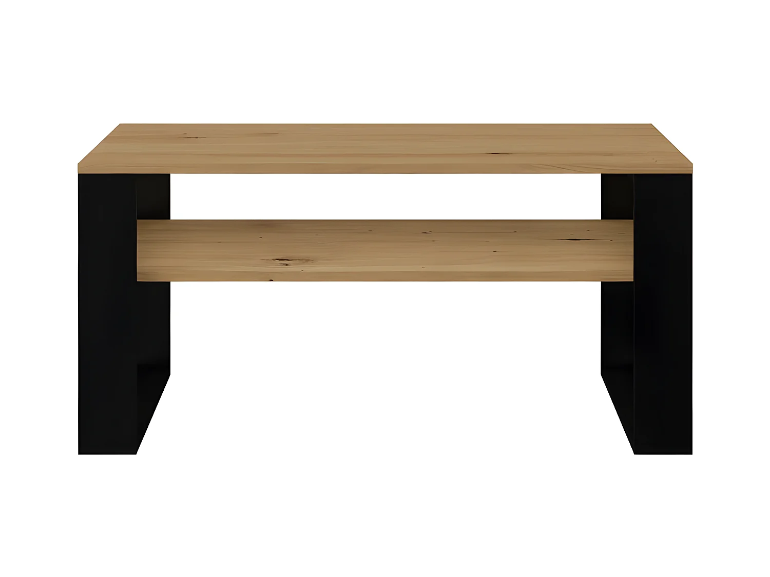 ASISA - Rechteckiger Couchtisch im Loftstil - Maße 90x58x50 cm - Couchtisch mit Regal