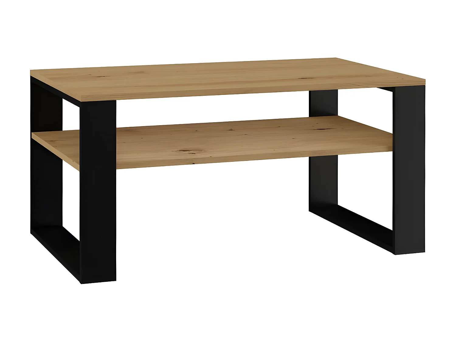 ASISA - Tavolino rettangolare in stile Loft - Dimensioni 90x58x50 cm - Tavolino con ripiano