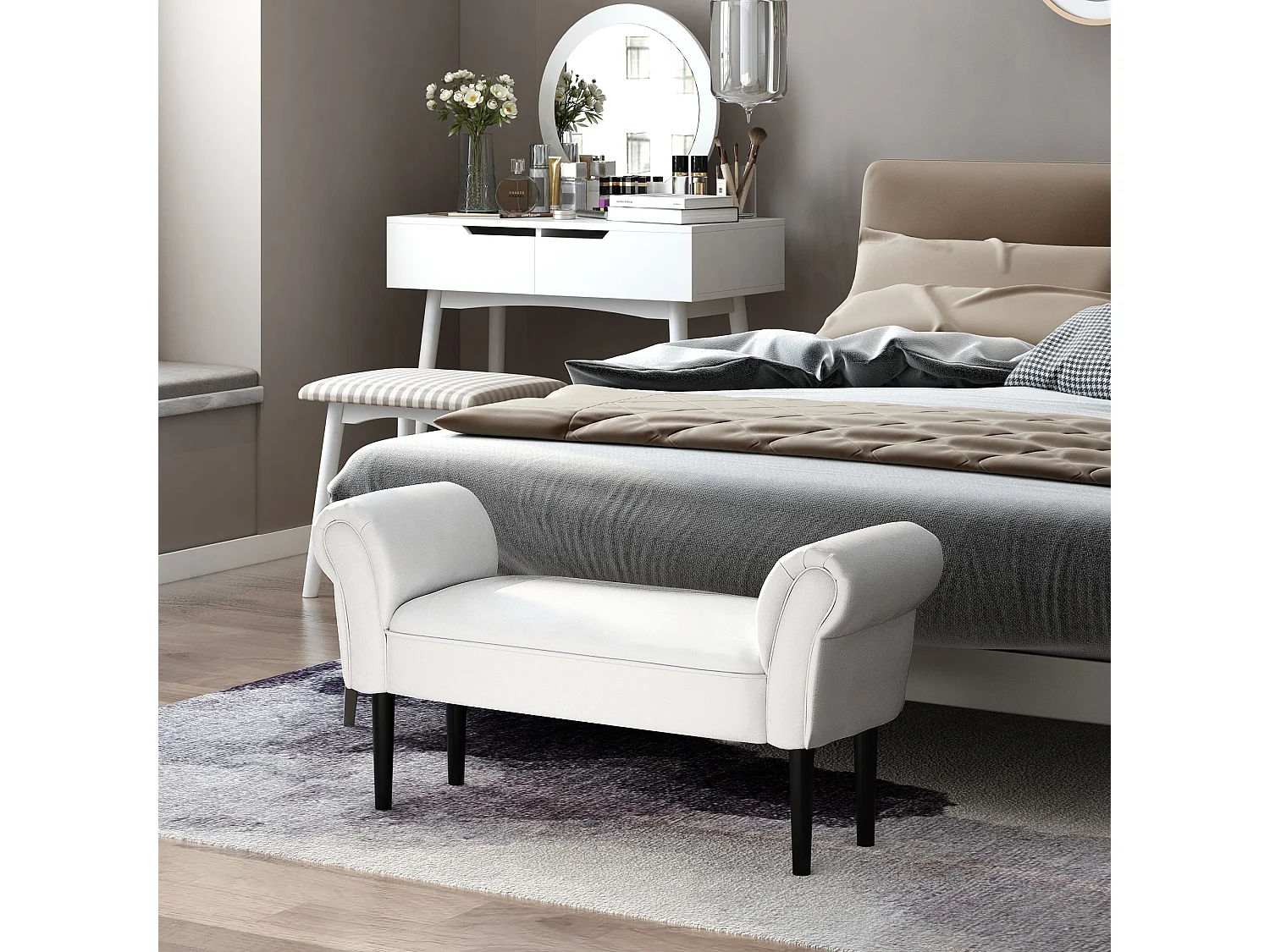 Banco de cama blanco 102x36x51cm HOMCOM