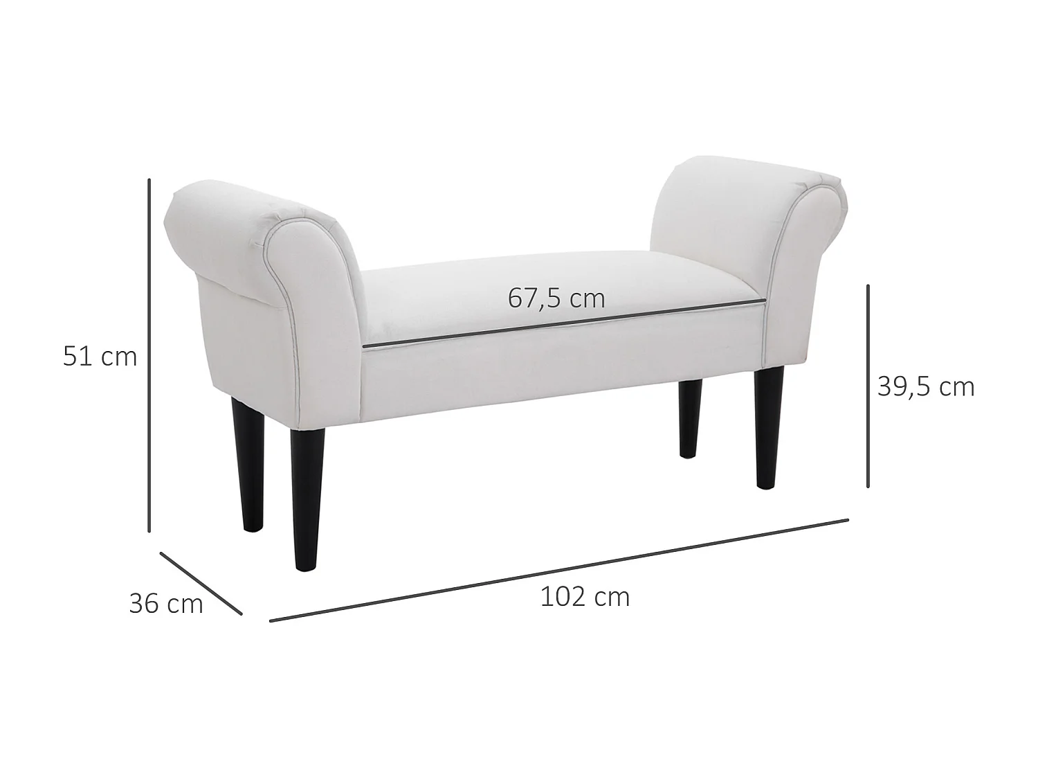 Banco de cama blanco 102x36x51cm HOMCOM