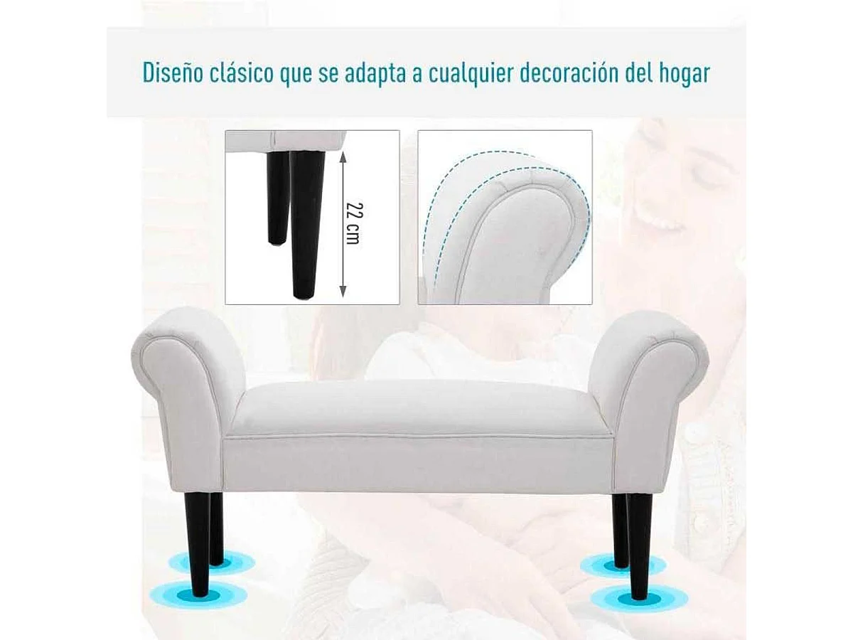 Banco de cama blanco 102x36x51cm HOMCOM