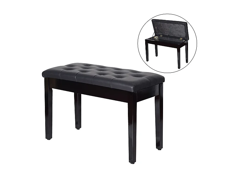 Taburete de piano negro 76x36x50 cm HOMCOM