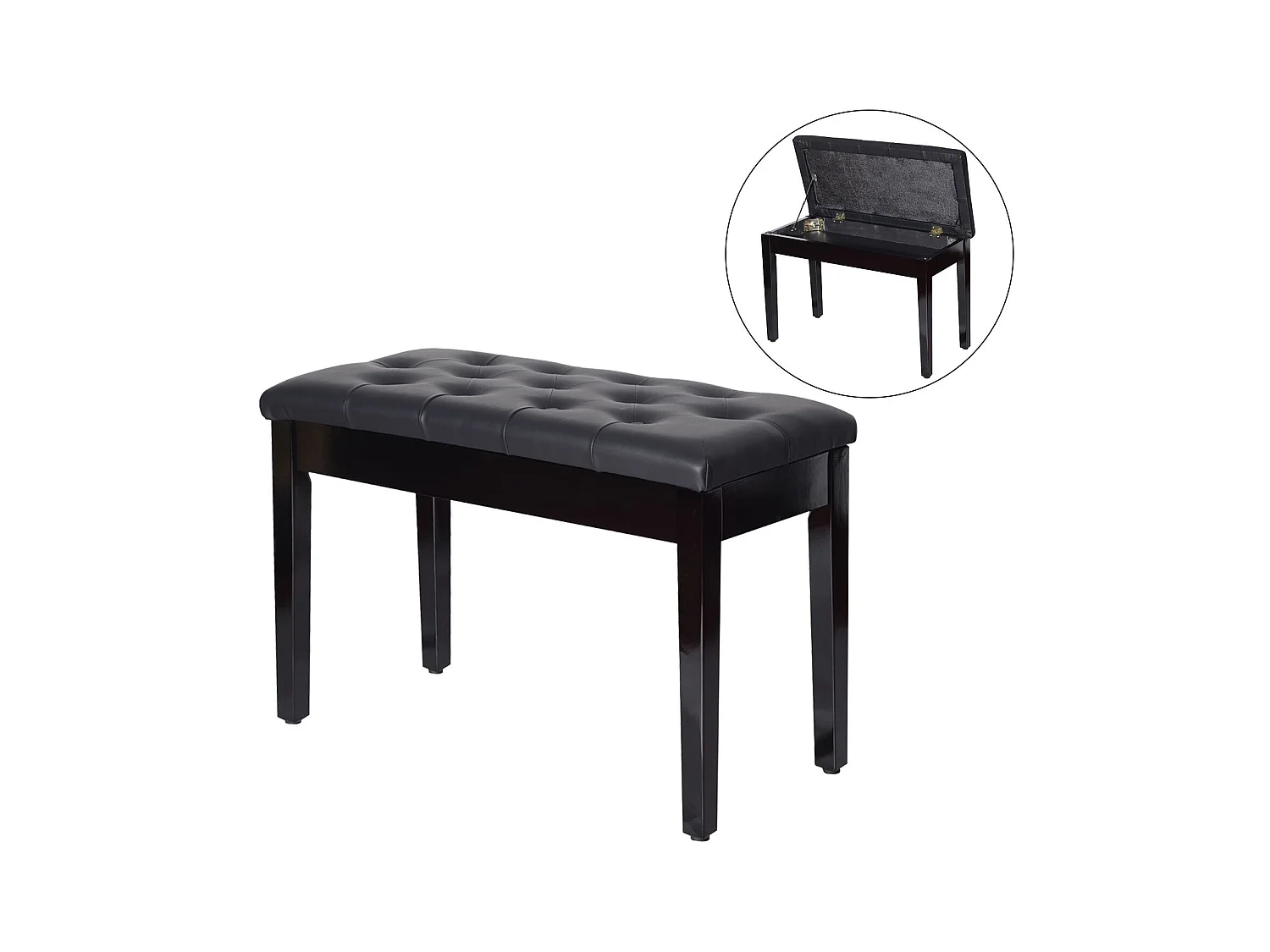 Taburete de piano negro 76x36x50 cm HOMCOM