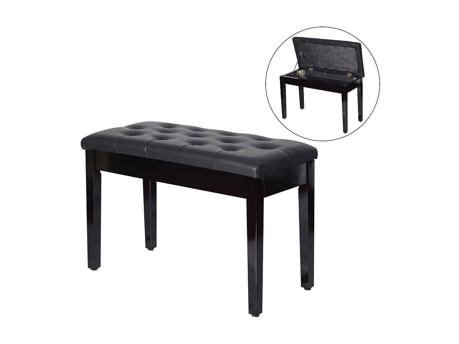 Taburete de piano negro 76x36x50 cm HOMCOM
