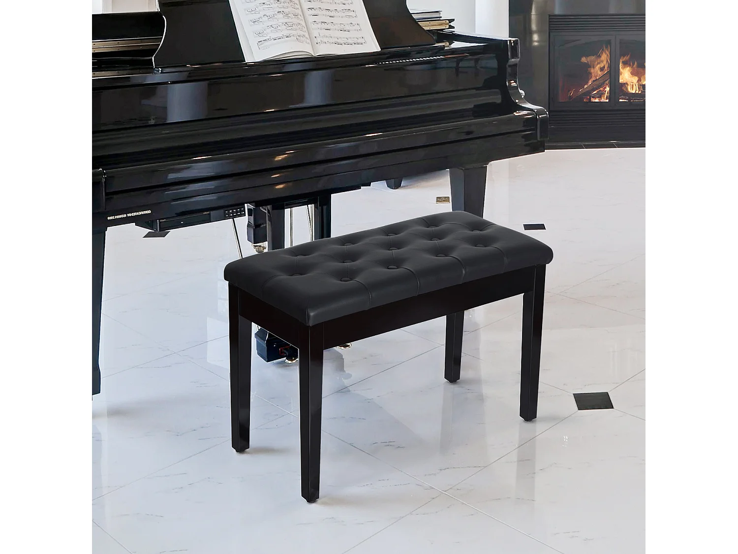 Taburete de piano negro 76x36x50 cm HOMCOM