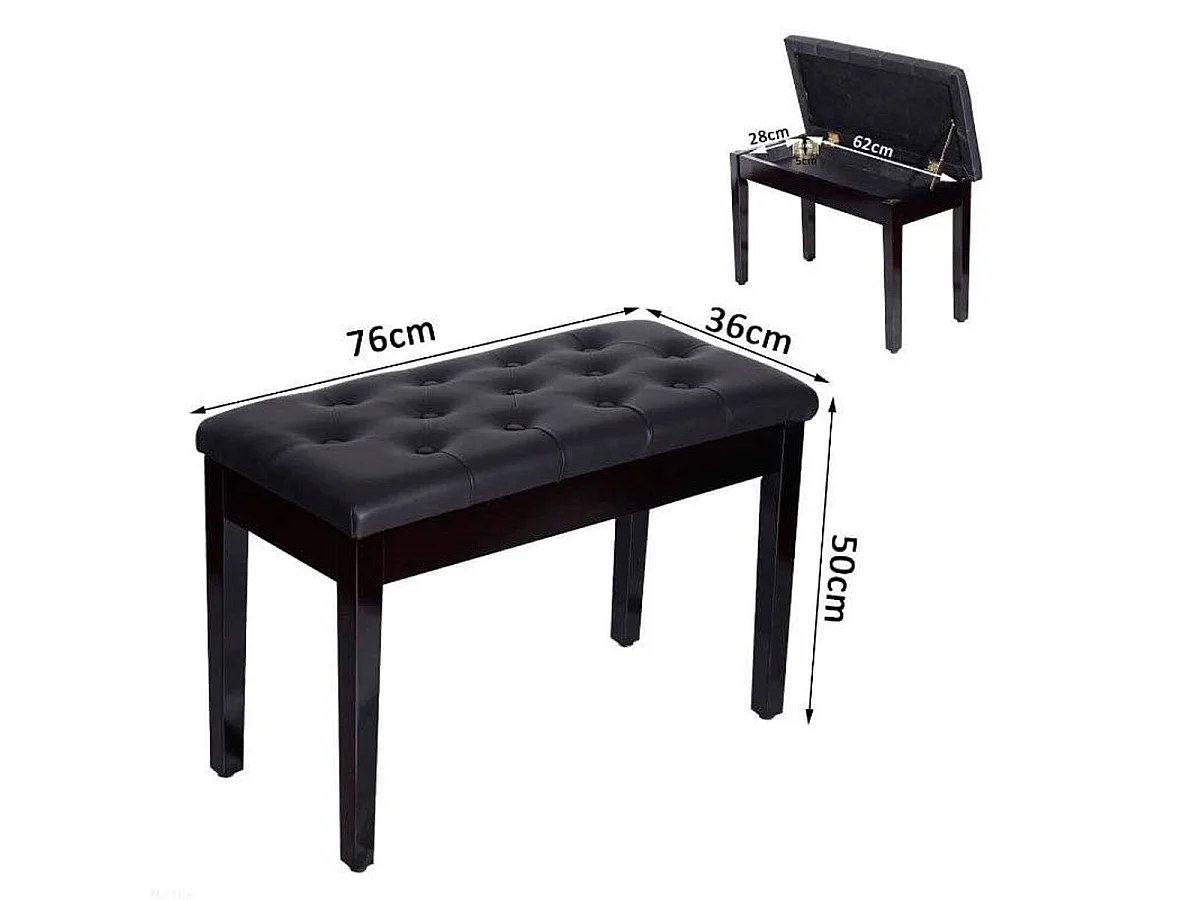 Taburete de piano negro 76x36x50 cm HOMCOM