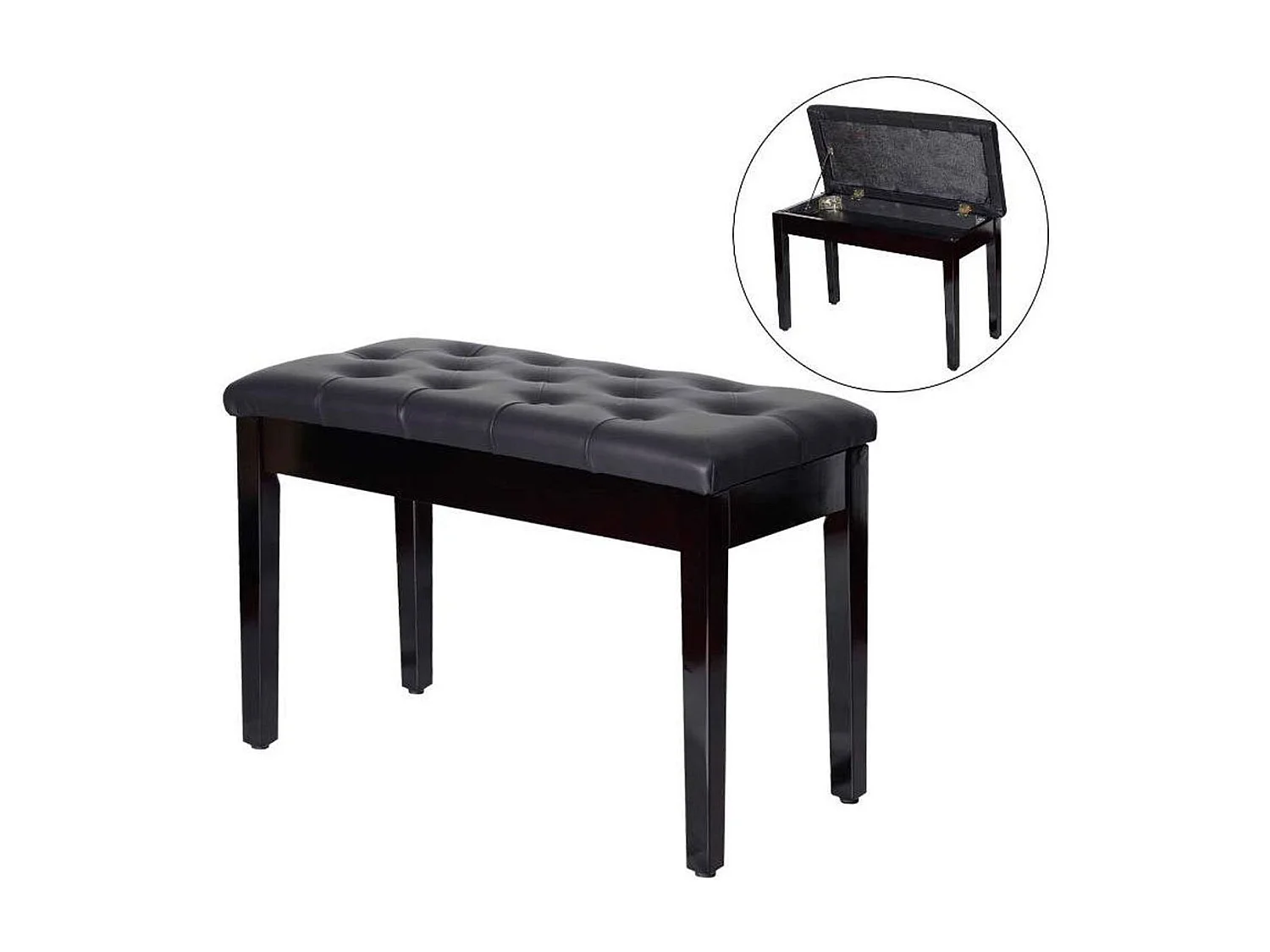 Taburete de piano negro 76x36x50 cm HOMCOM
