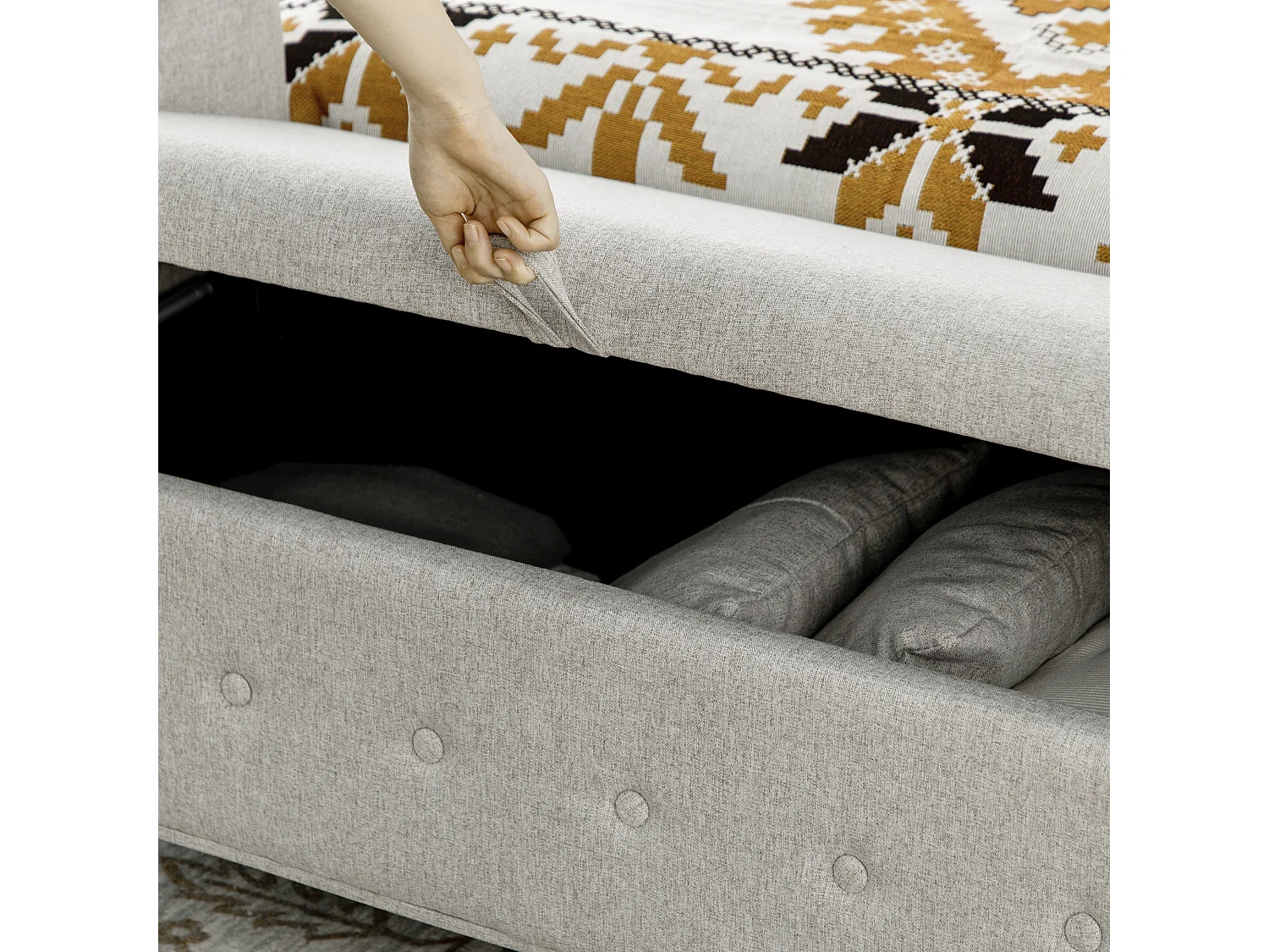 Banco de almacenaje gris claro 146.5x49x74.5 cm HOMCOM