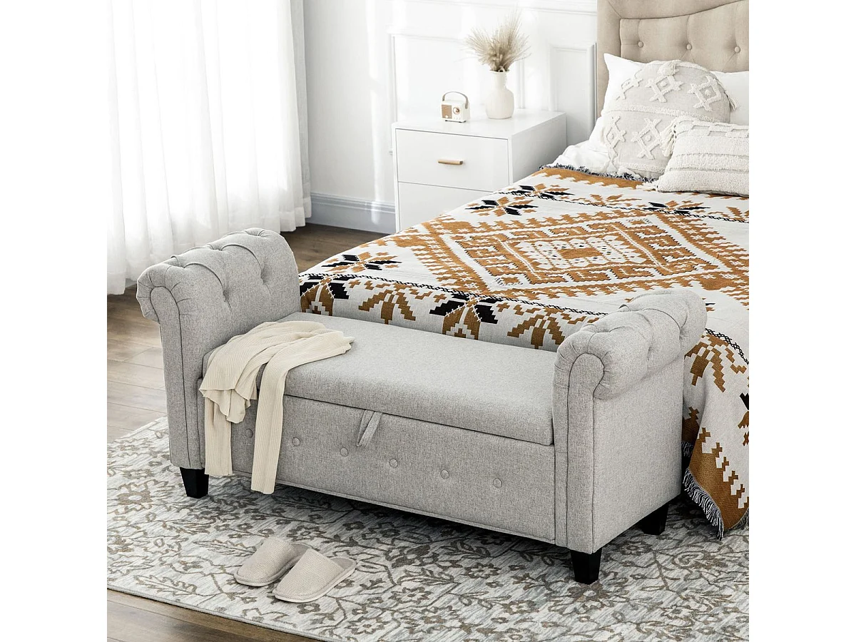 Banco de almacenaje gris claro 146.5x49x74.5 cm HOMCOM