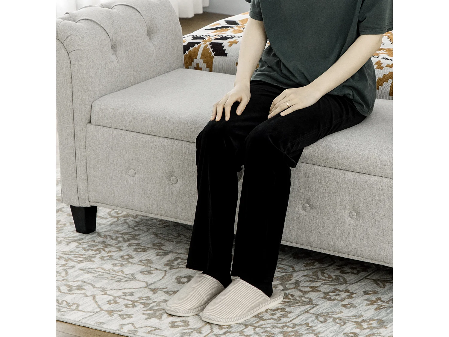 Banco de almacenaje gris claro 146.5x49x74.5 cm HOMCOM