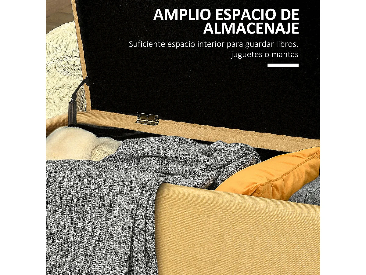 Banco de almacenaje amarillo 102x40x39.5 cm HOMCOM