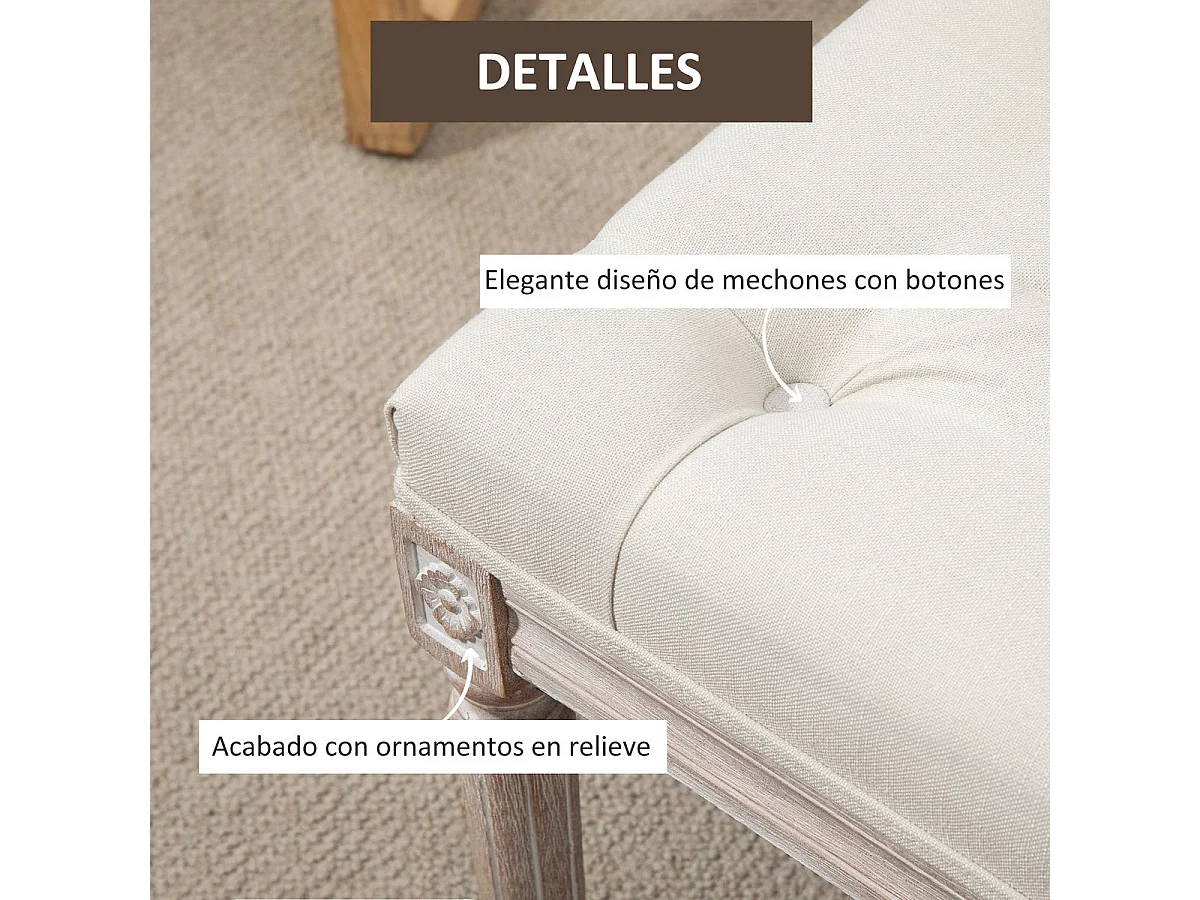 Taburete para pie de cama beige 80x40x43 cm HOMCOM