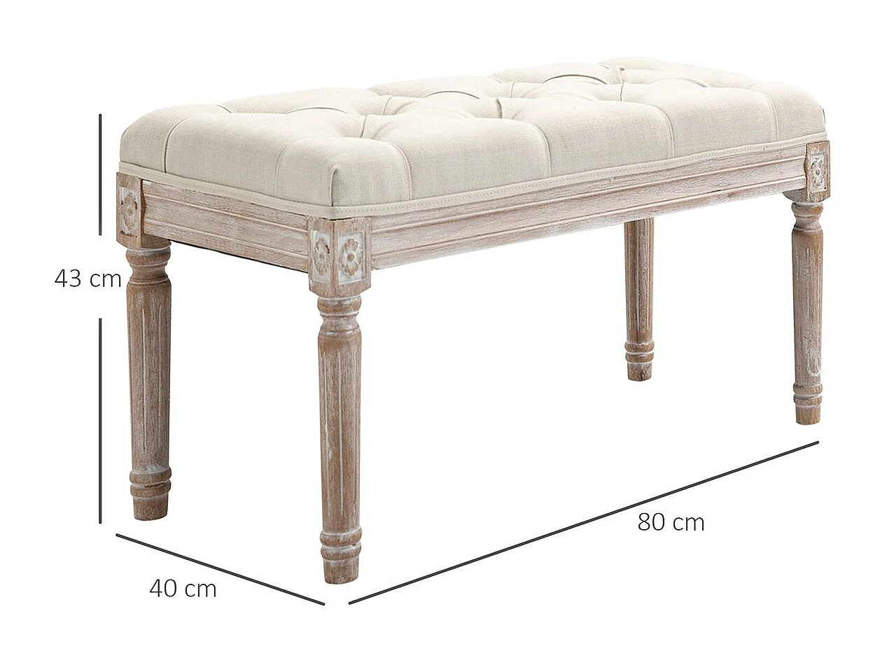 Taburete para pie de cama beige 80x40x43 cm HOMCOM