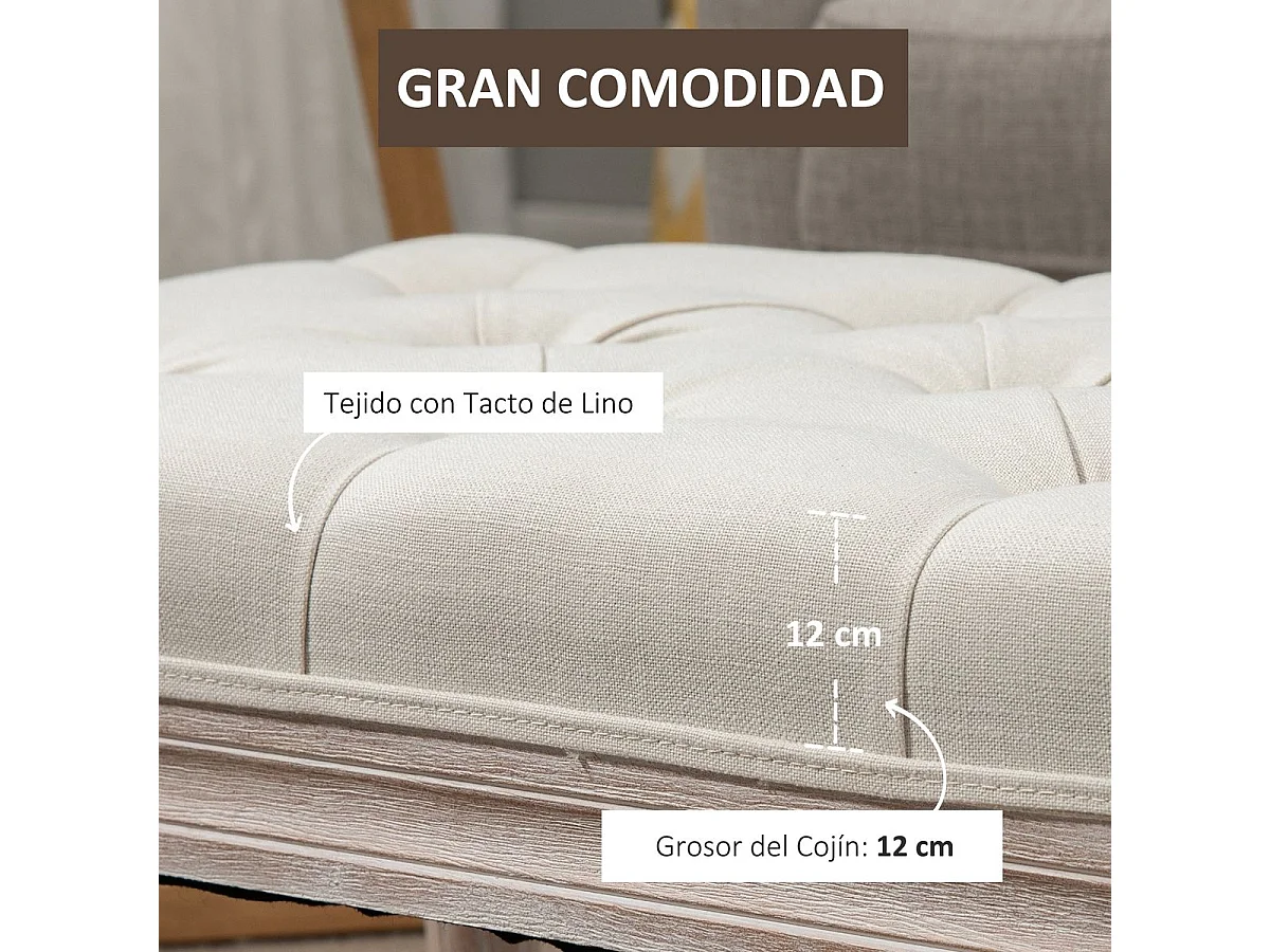 Taburete para pie de cama beige 80x40x43 cm HOMCOM