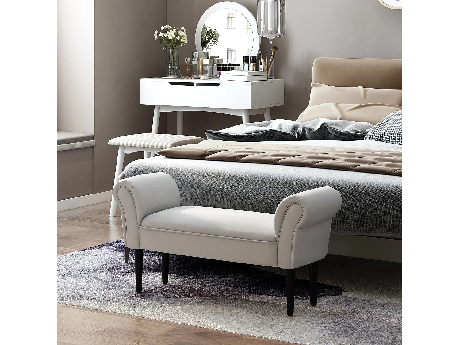 Banco de cama gris 102x36x51cm HOMCOM