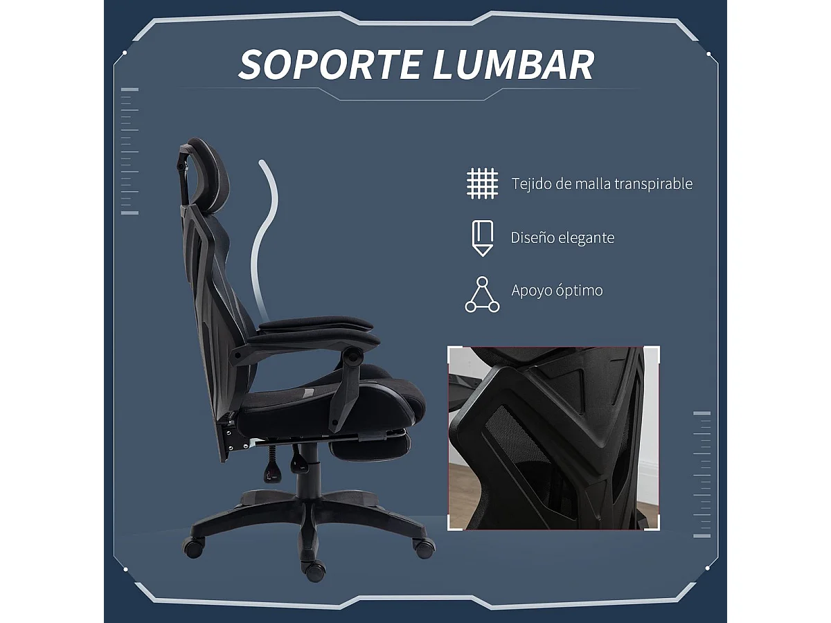 Silla de oficina negro 65x65x129 cm Vinsetto