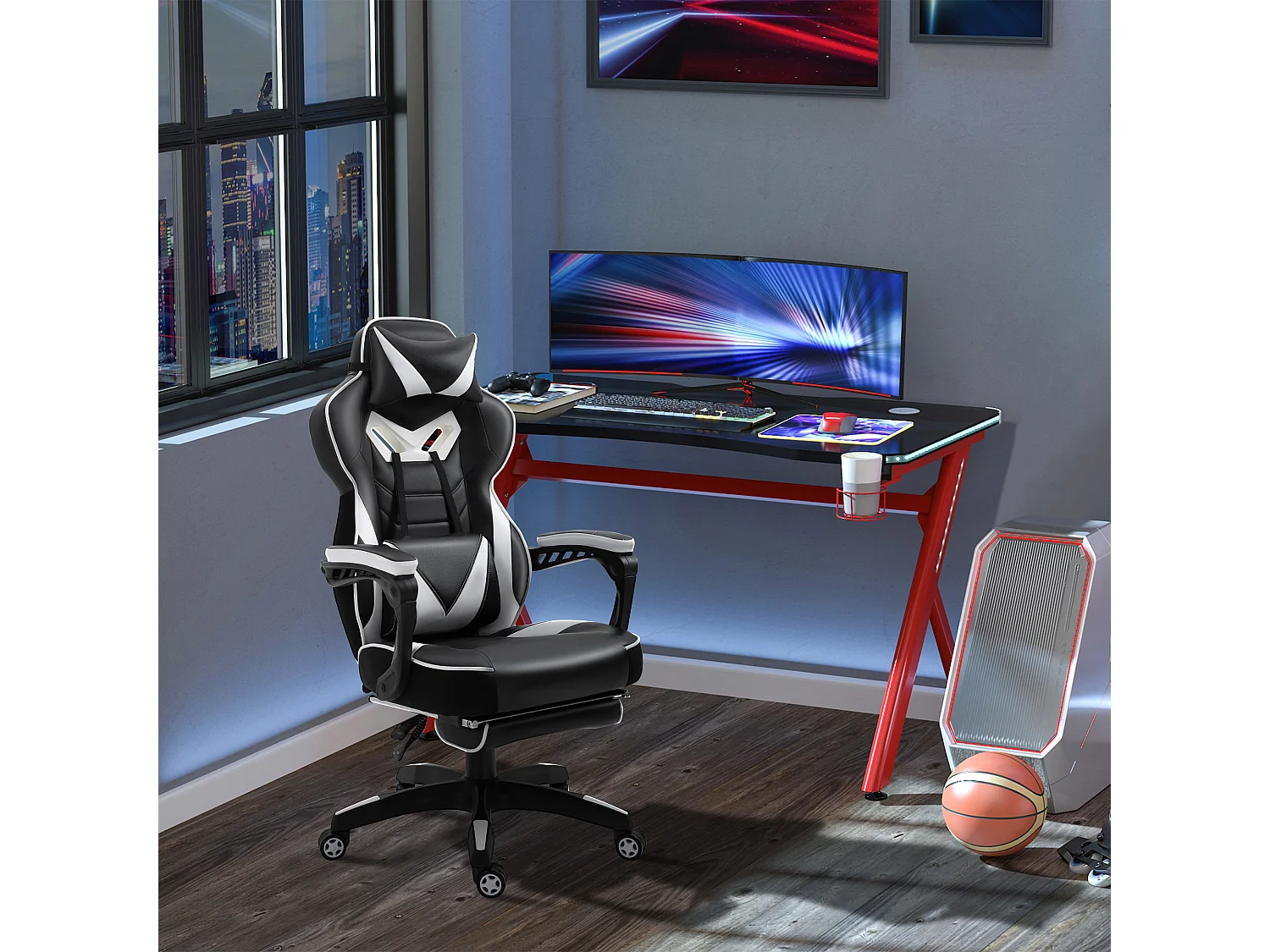Silla para gaming blanco 65x70x128.5 cm Vinsetto
