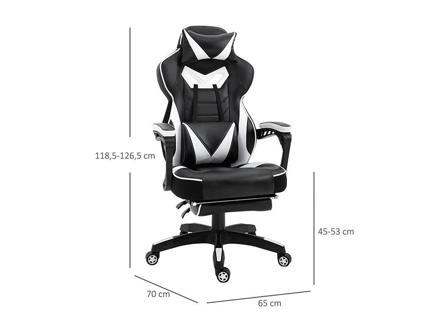 Silla para gaming blanco 65x70x128.5 cm Vinsetto