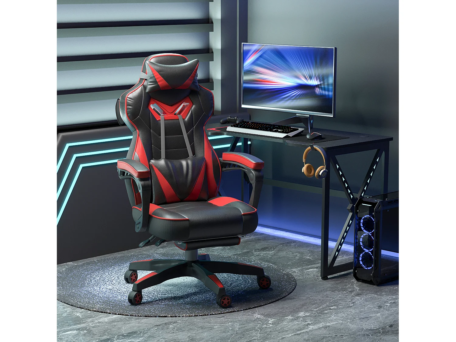 Silla para gaming rojo 65x70x128.5 cm Vinsetto