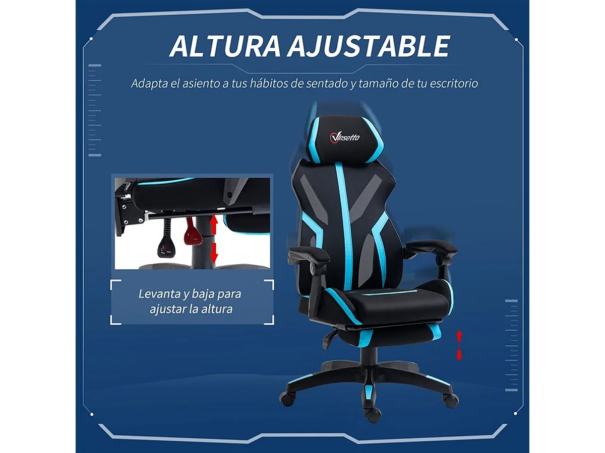 Silla de oficina azul 65x65x129 cm Vinsetto