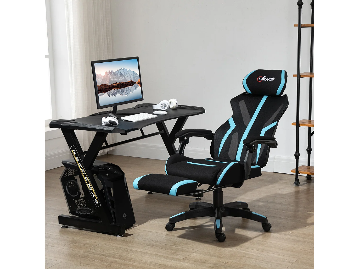 Silla de oficina azul 65x65x129 cm Vinsetto