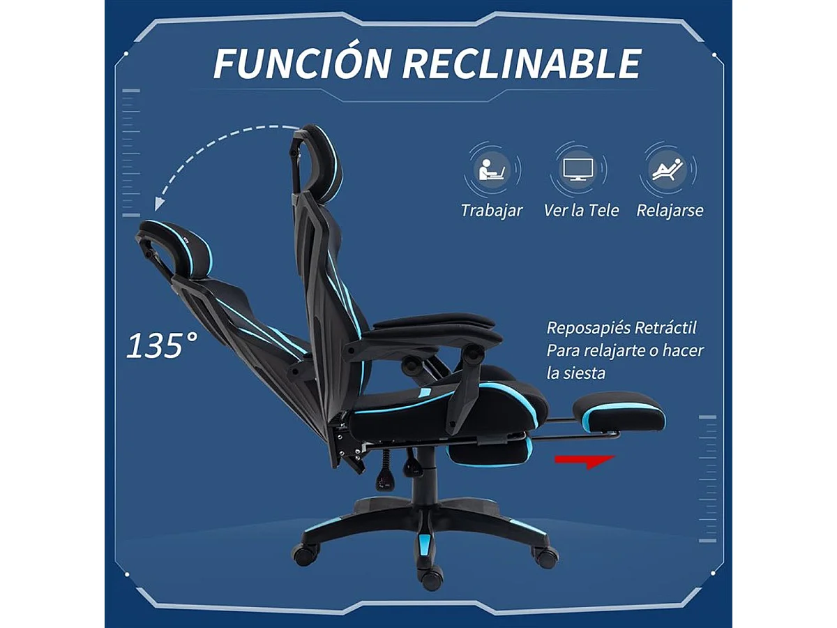 Silla de oficina azul 65x65x129 cm Vinsetto