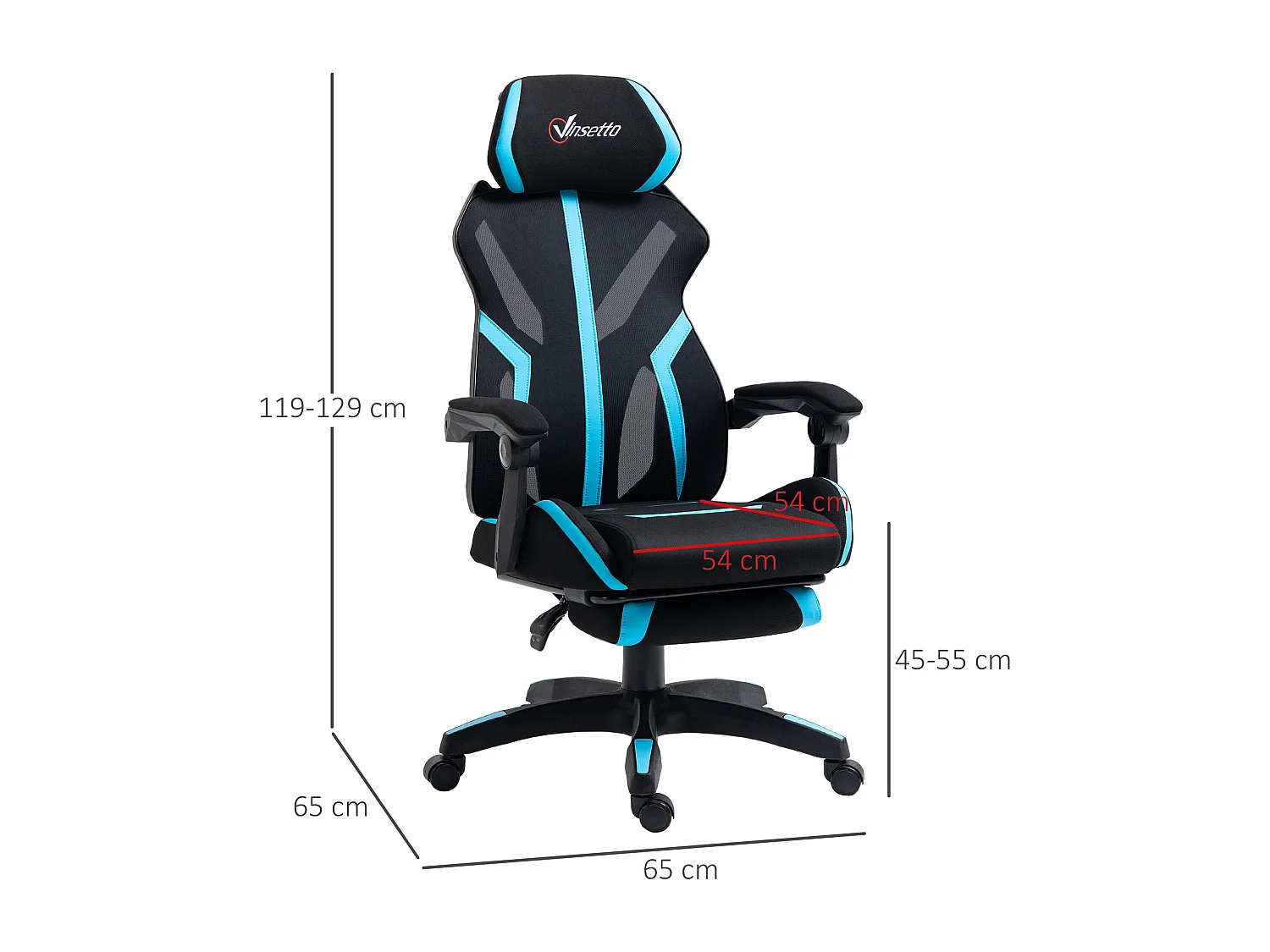 Silla de oficina azul 65x65x129 cm Vinsetto