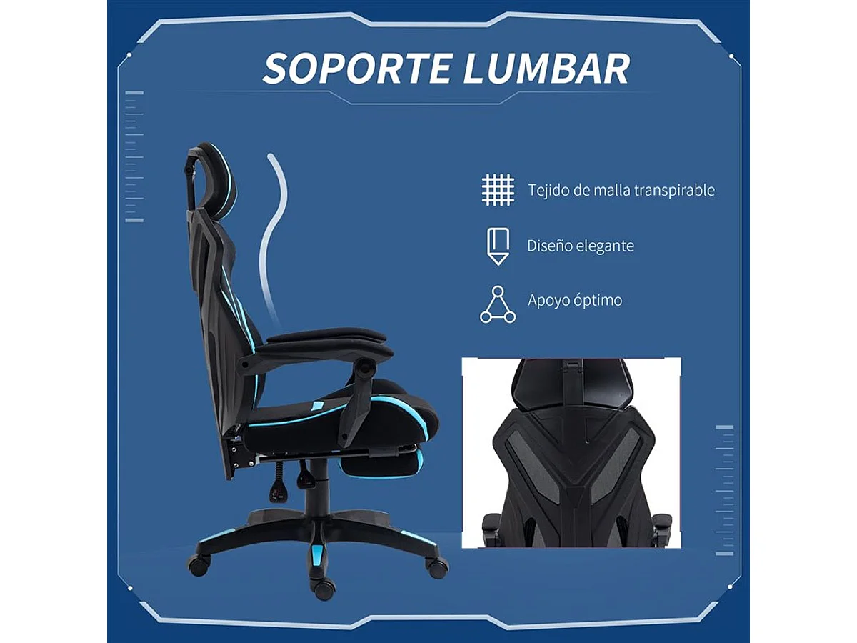 Silla de oficina azul 65x65x129 cm Vinsetto