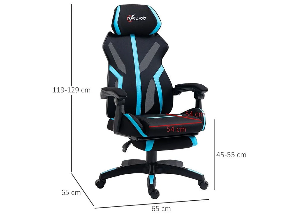 Silla de oficina azul 65x65x129 cm Vinsetto