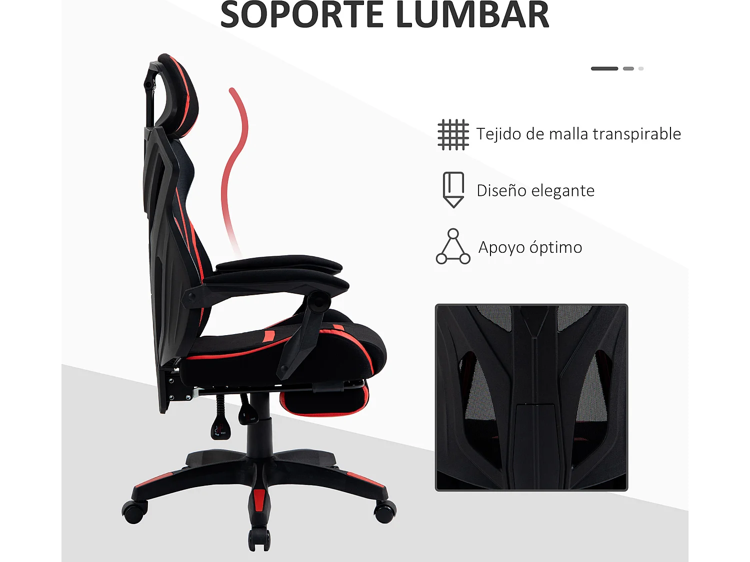 Silla de oficina rojo 65x65x129 cm Vinsetto