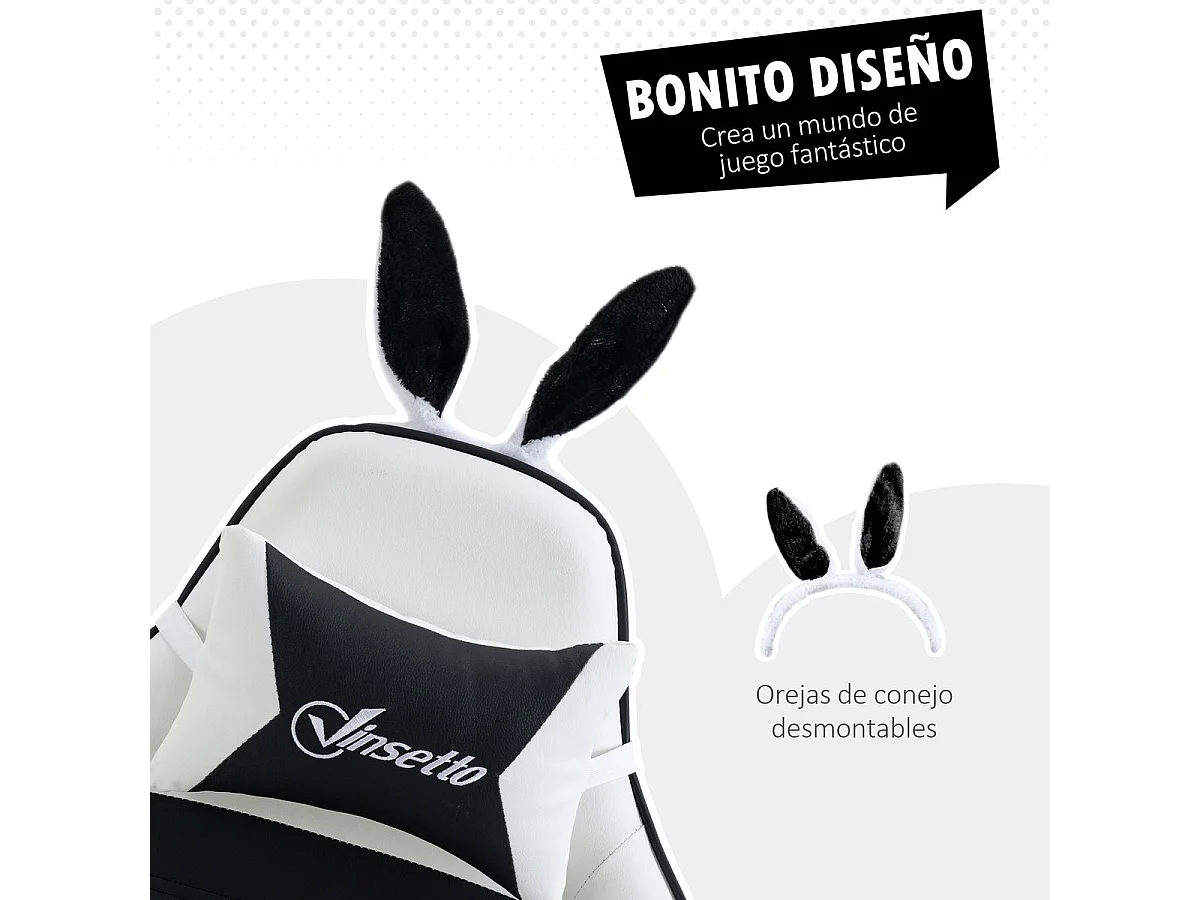 Silla gaming negro 65x63x142 cm Vinsetto