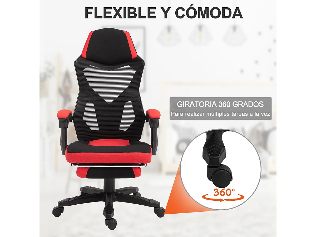 Silla de oficina rojo 58x72x122 cm Vinsetto