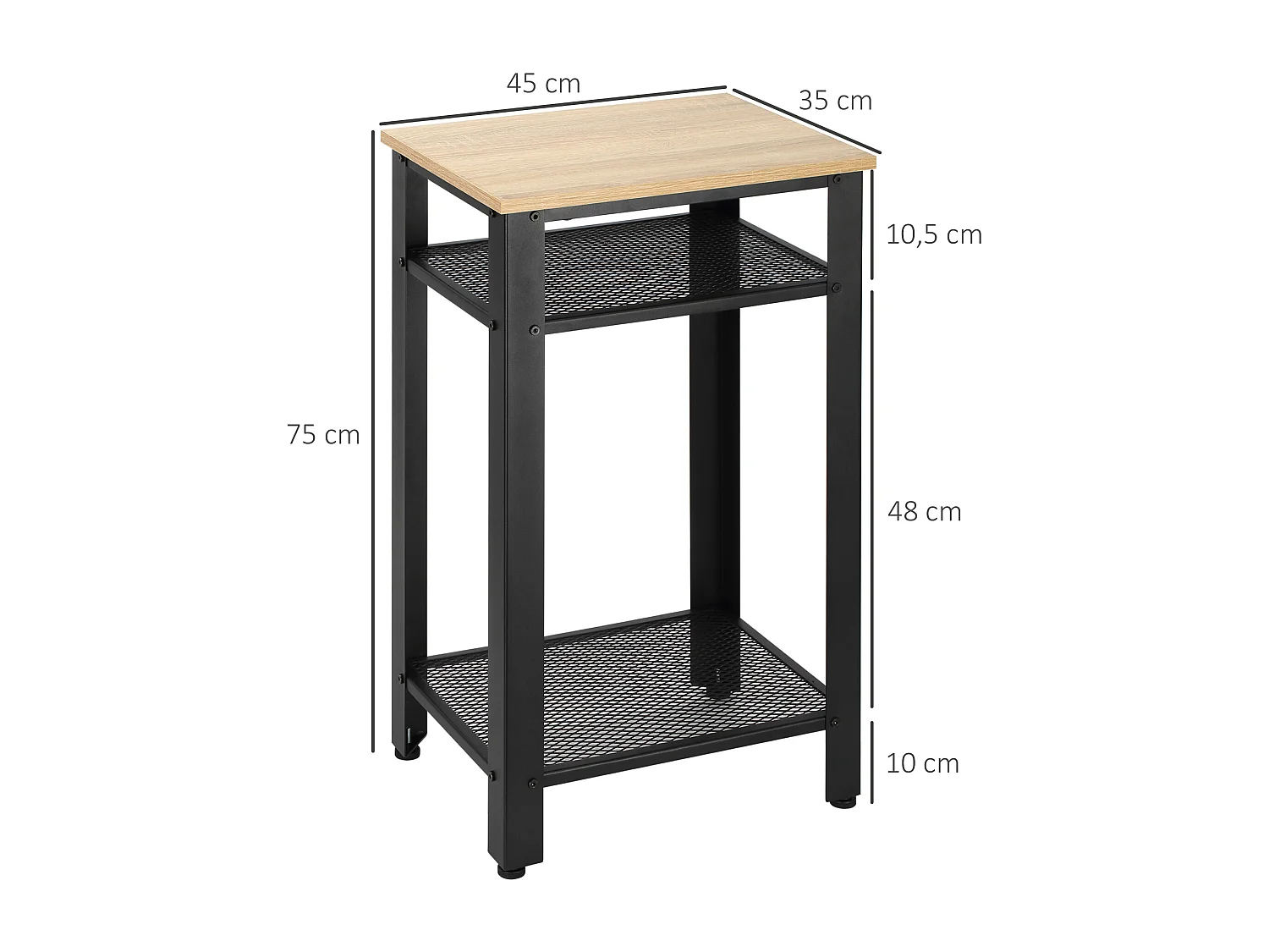 Mesa auxiliar roble y negro 45x35x75 cm HOMCOM