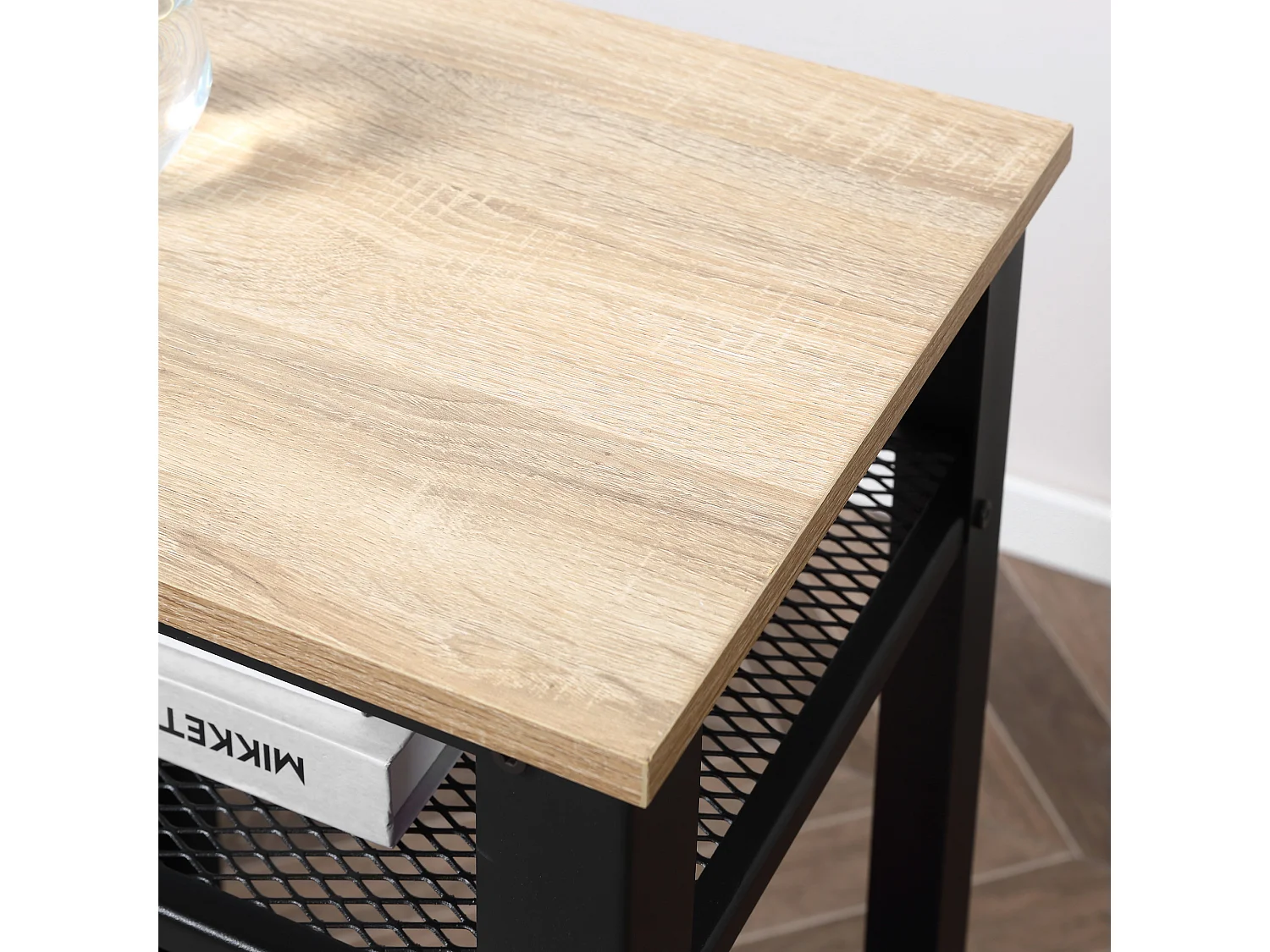 Mesa auxiliar roble y negro 45x35x75 cm HOMCOM