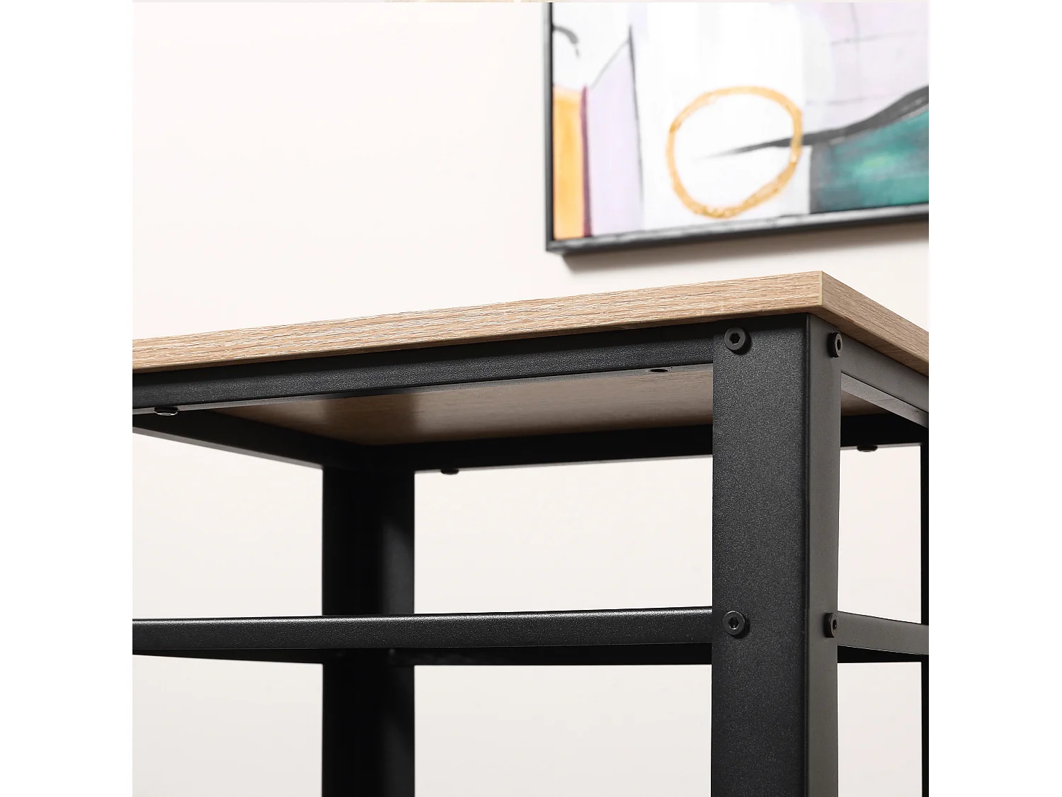 Mesa auxiliar roble y negro 45x35x75 cm HOMCOM