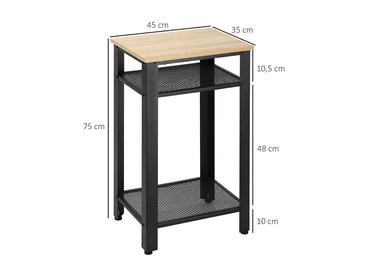 Mesa auxiliar roble y negro 45x35x75 cm HOMCOM