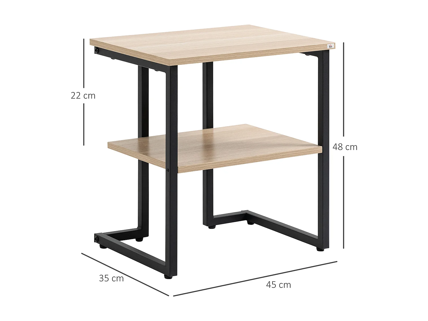 Mesa auxiliar madera natural 45x35x48 cm HOMCOM