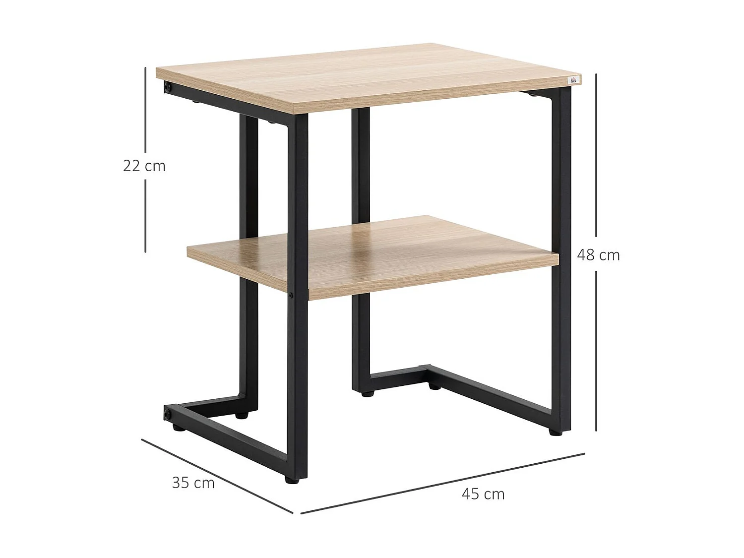 Mesa auxiliar madera natural 45x35x48 cm HOMCOM