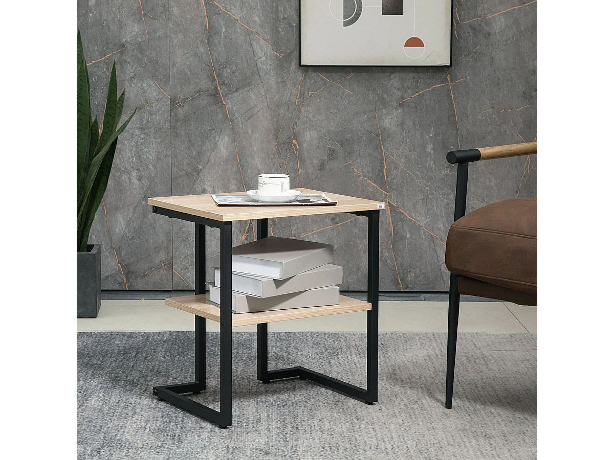 Mesa auxiliar madera natural 45x35x48 cm HOMCOM