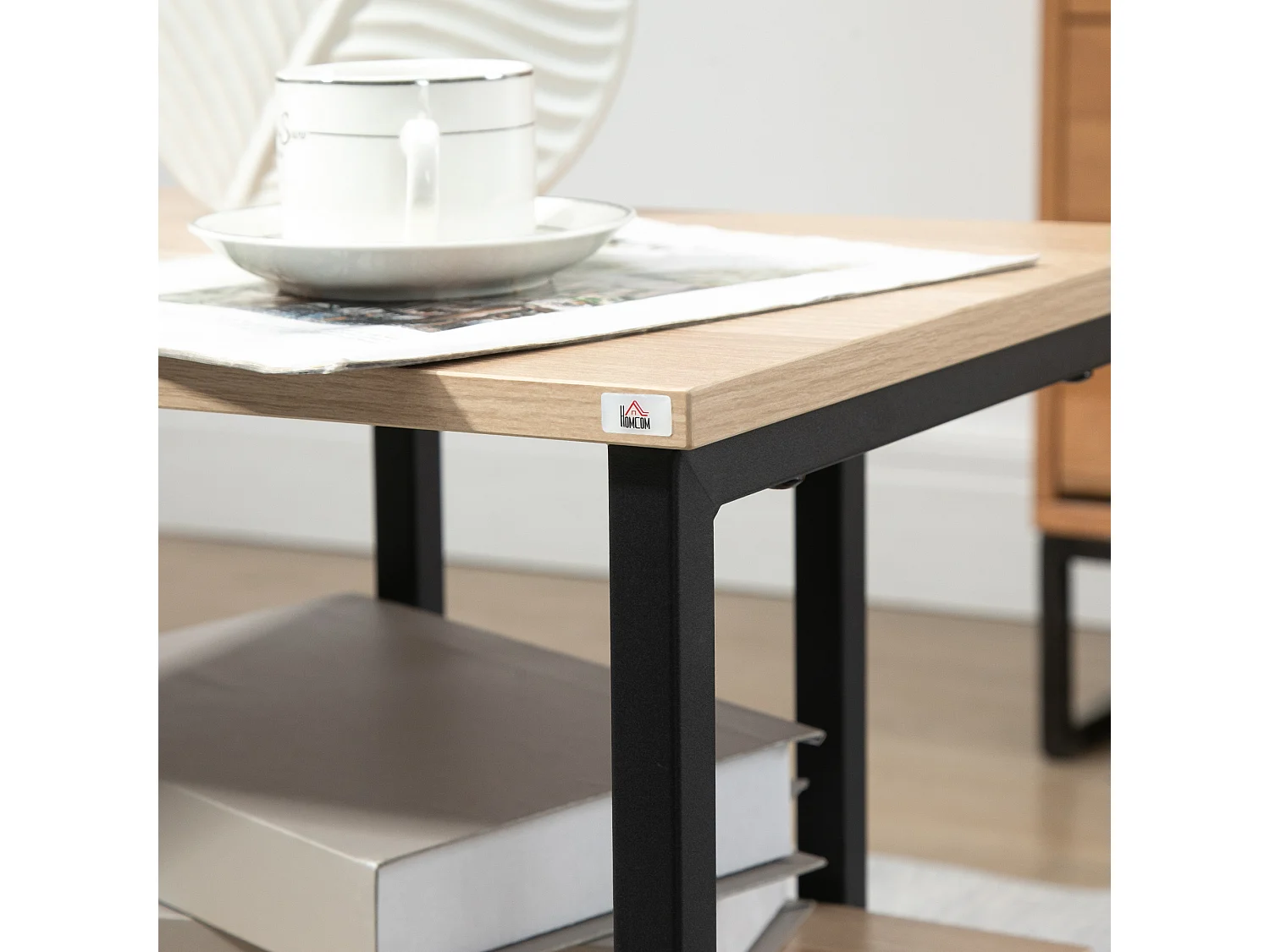 Mesa auxiliar madera natural 45x35x48 cm HOMCOM