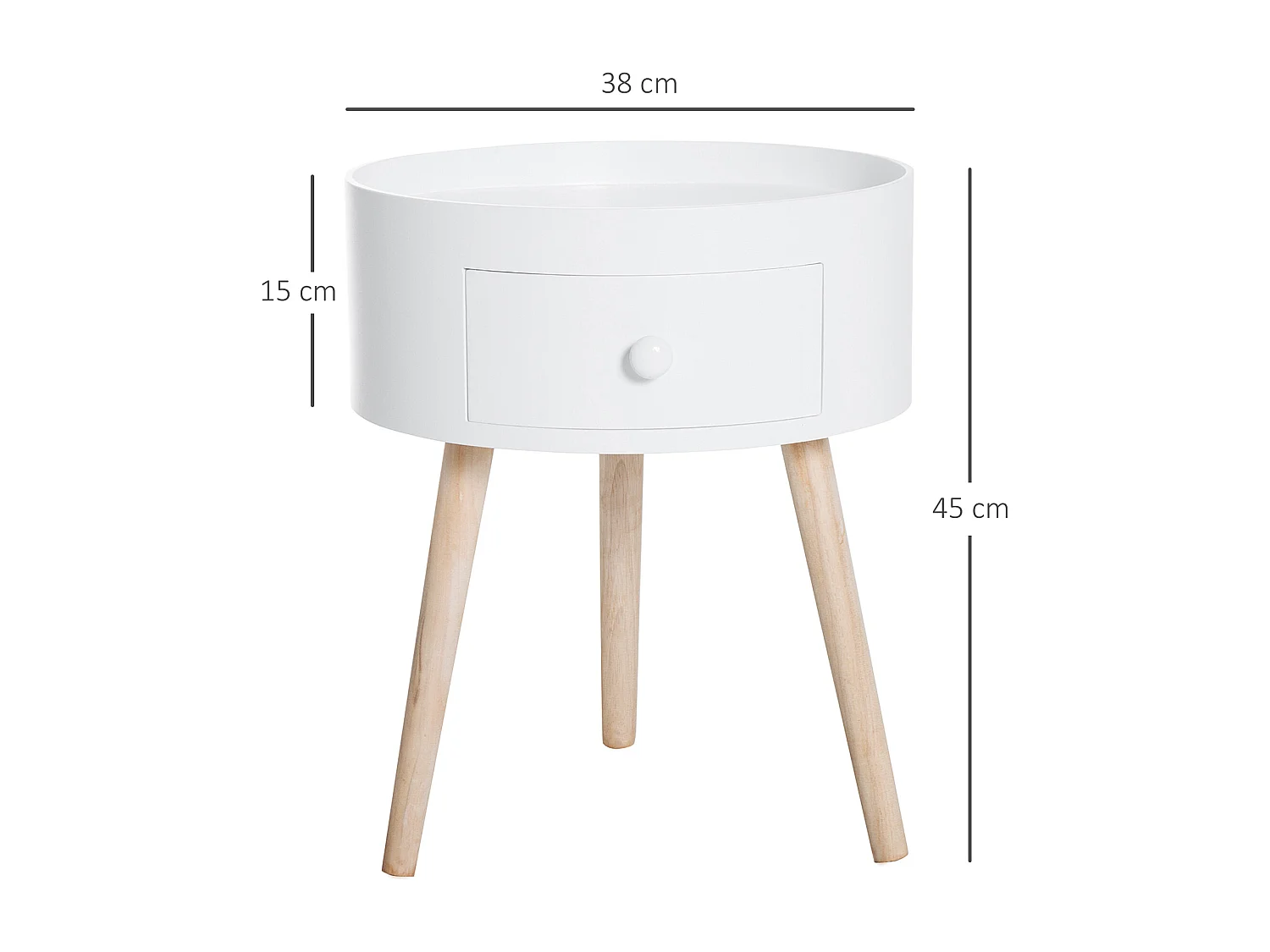 Mesita de noche blanco 38x38x45 cm HOMCOM