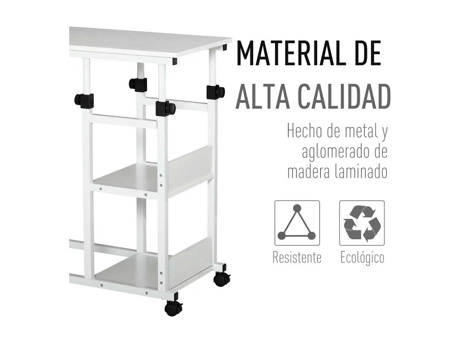 Mesa auxiliar de sofá blanco 80x40x82 cm HOMCOM