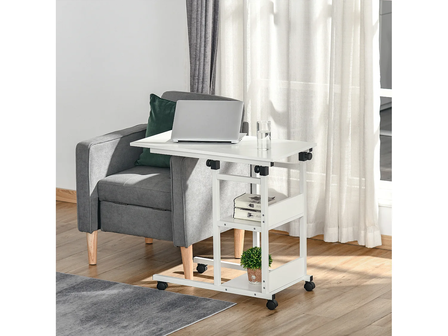 Mesa auxiliar de sofá blanco 80x40x82 cm HOMCOM