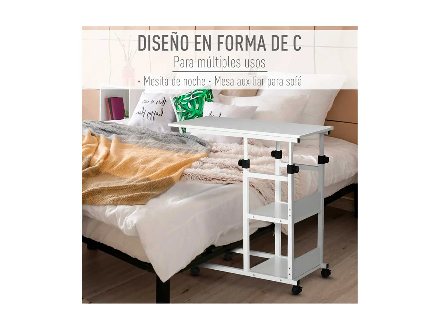 Mesa auxiliar de sofá blanco 80x40x82 cm HOMCOM