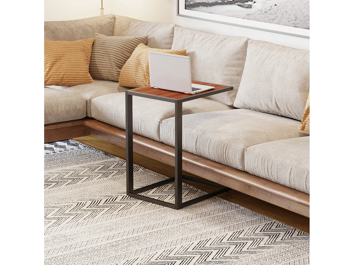 Mesa auxiliar nogal 40.6x50.8x64.2 cm HOMCOM