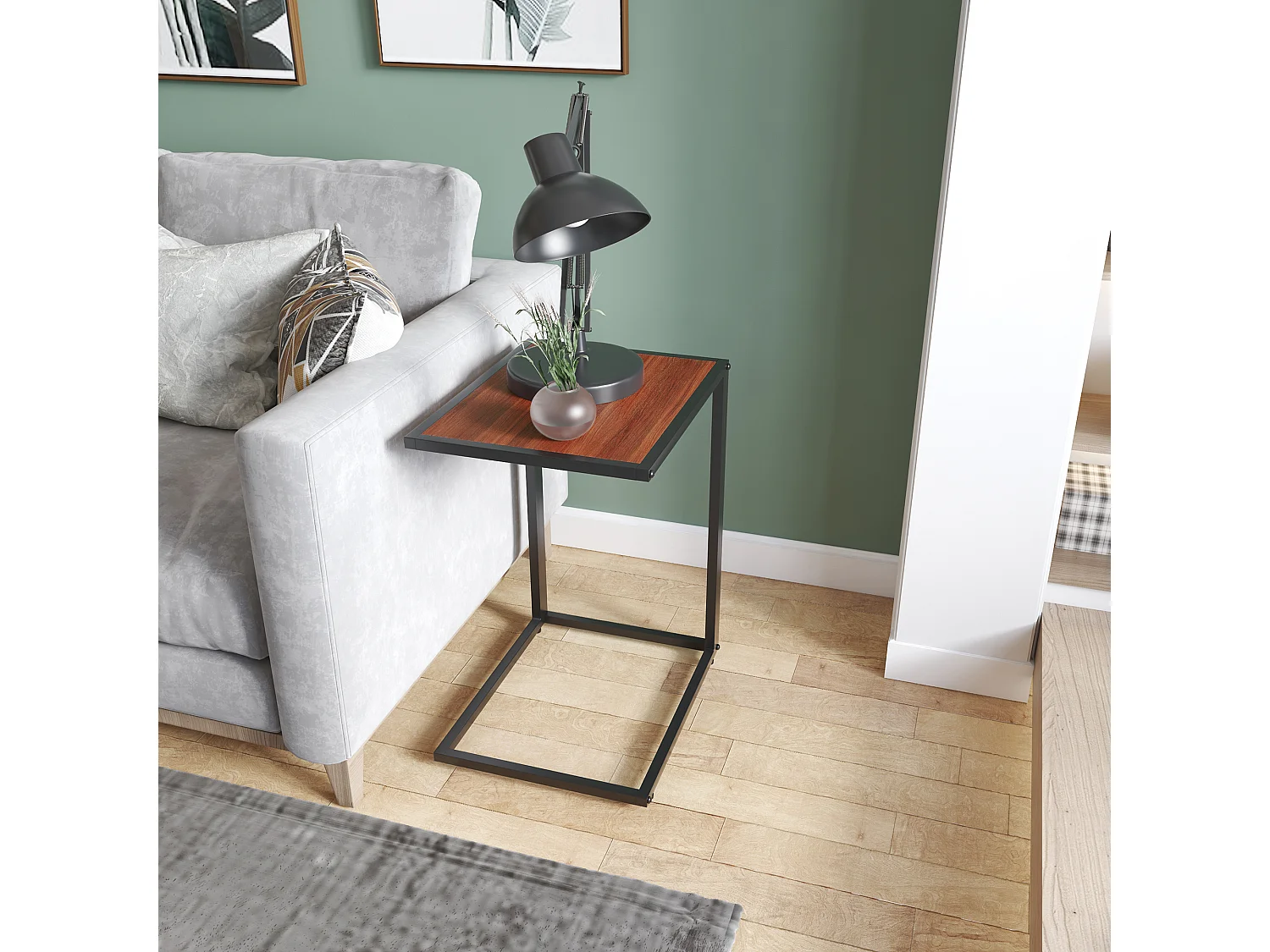 Mesa auxiliar nogal 40.6x50.8x64.2 cm HOMCOM